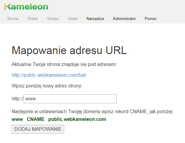 Konfiguracja wlasnej domeny (mapowanie) 
