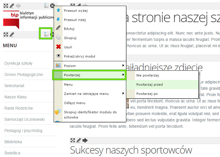 Powtarzanie zawartości